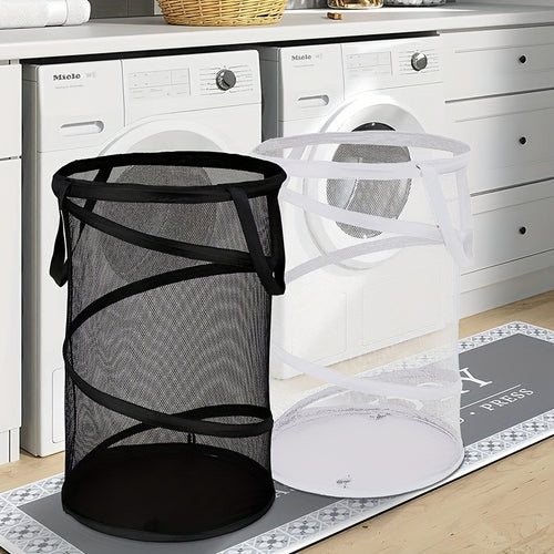 1pc Large Capacity Pop-Up Laundry Hamper - Foldable, Portable, and Mesh - Perfect for Storing Dirty Clothes