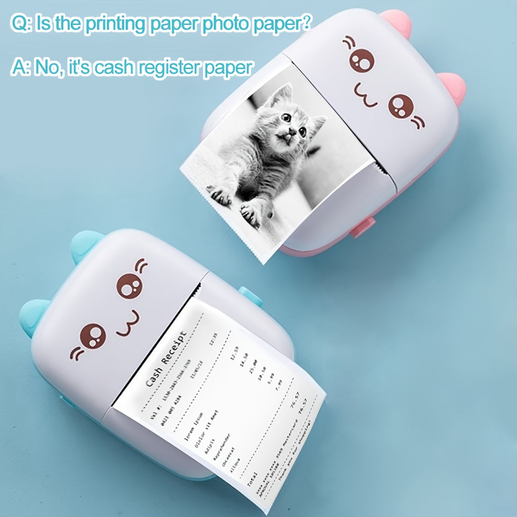 Compact Wireless Mini Photo Label Maker - Portable Thermal Printer for Android & IOS with 1 Roll of Thermal Paper, USB Rechargeable and Instant Printing Capability