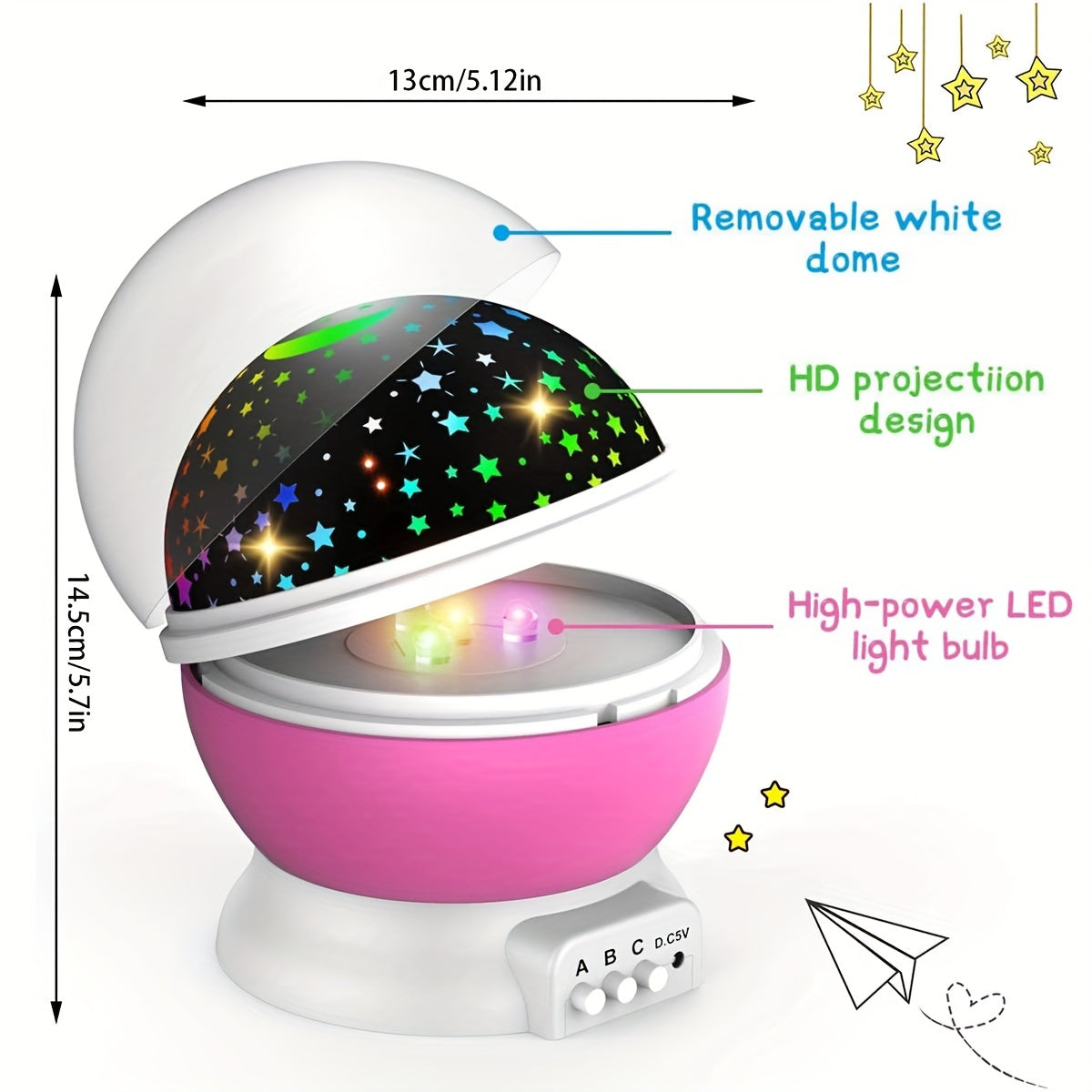 1pc Star Projector Night Light, 360 Degree Rotation, Light Color Changing, Romantic Gift For Men And Women