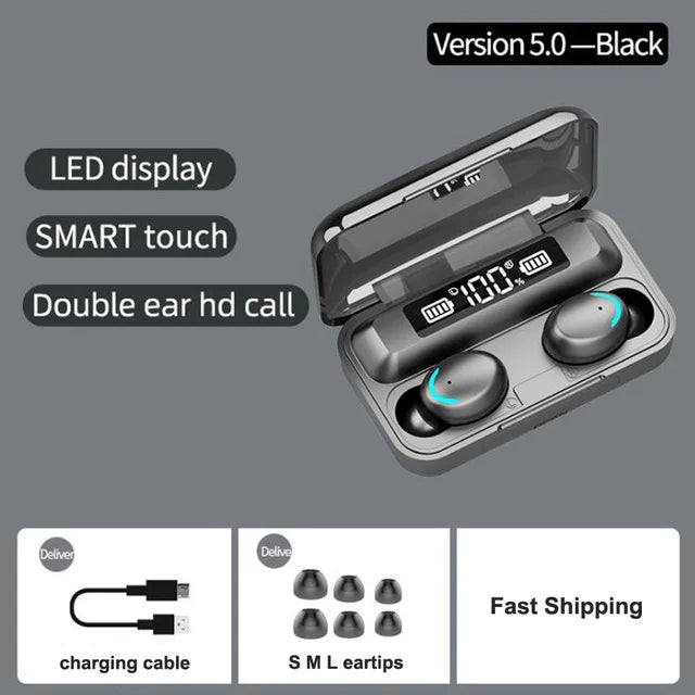 Gaming Sport TWS Earphones F9-5 LED Display Mini Bt Headsets Wireless Earbuds 5.0 IPX7 Big LED Earphone F9
