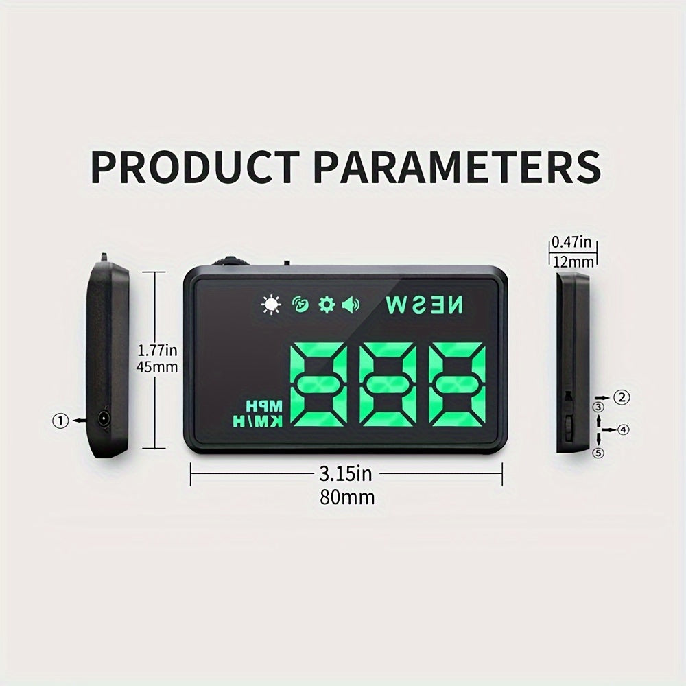 H1 HUD Head Up Display Car Digital Speedometer Windshield Projector Universal For All Cars With Compass Over-speed Reminder Function