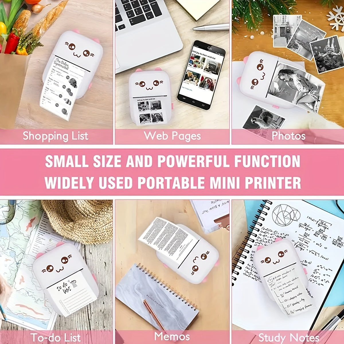 Compact Wireless Mini Photo Label Maker - Portable Thermal Printer for Android & IOS with 1 Roll of Thermal Paper, USB Rechargeable and Instant Printing Capability