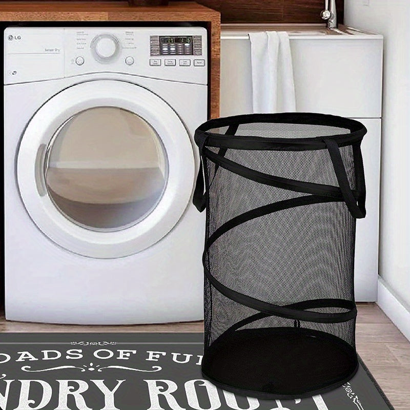 1pc Large Capacity Pop-Up Laundry Hamper - Foldable, Portable, and Mesh - Perfect for Storing Dirty Clothes