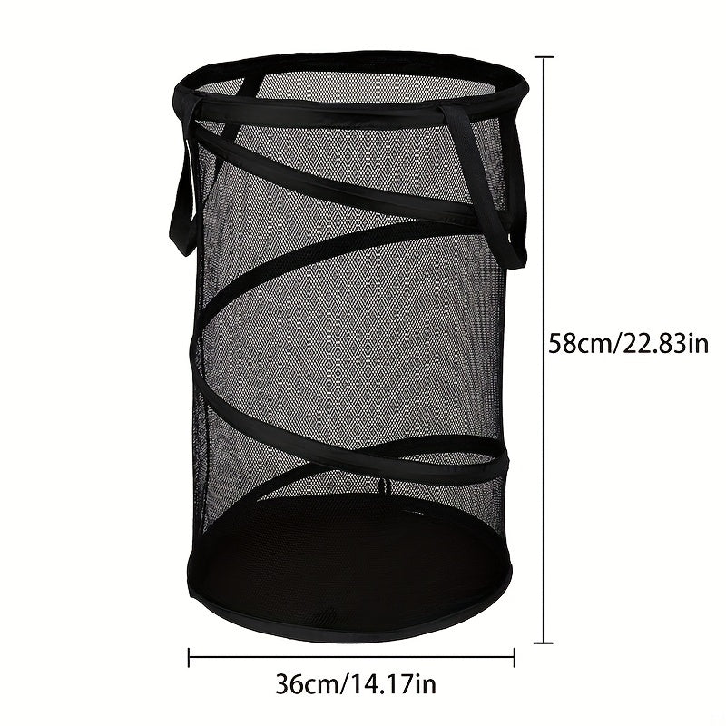 1pc Large Capacity Pop-Up Laundry Hamper - Foldable, Portable, and Mesh - Perfect for Storing Dirty Clothes